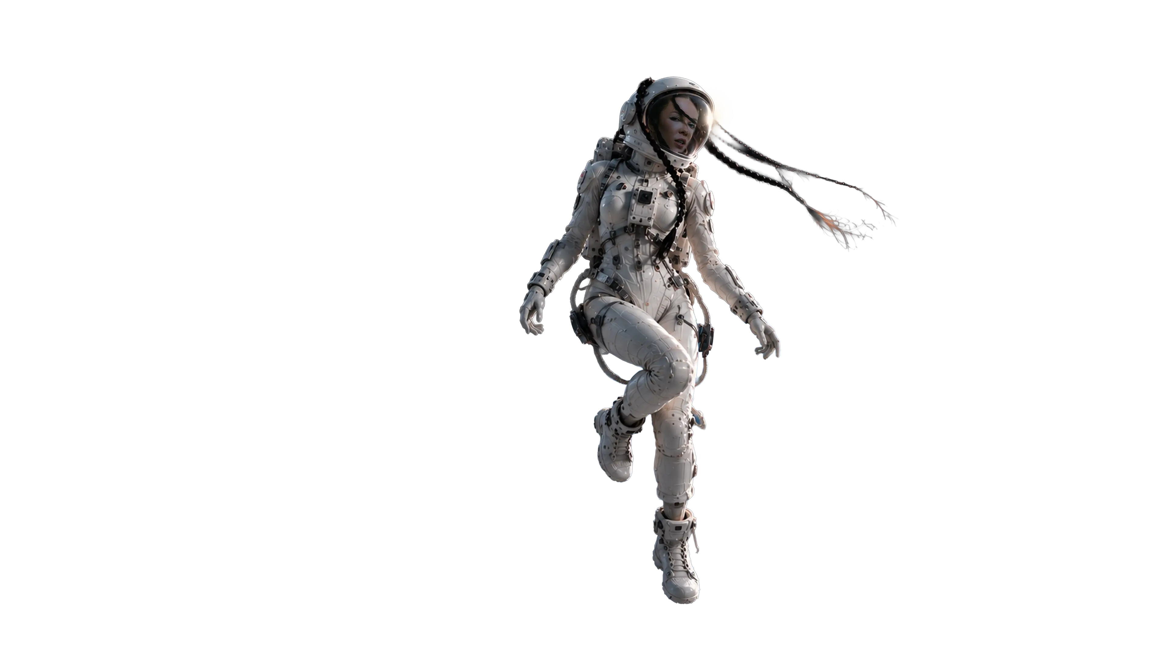 The same pose rebuilt as an astronaut floating above Earth